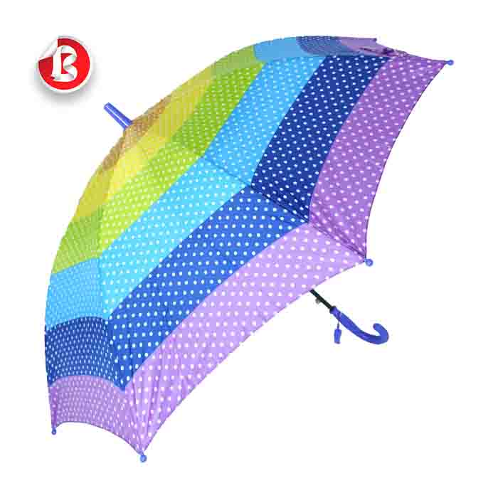 عکس اصلی چتر رنگی دخترانه طرح رنگین کمان
